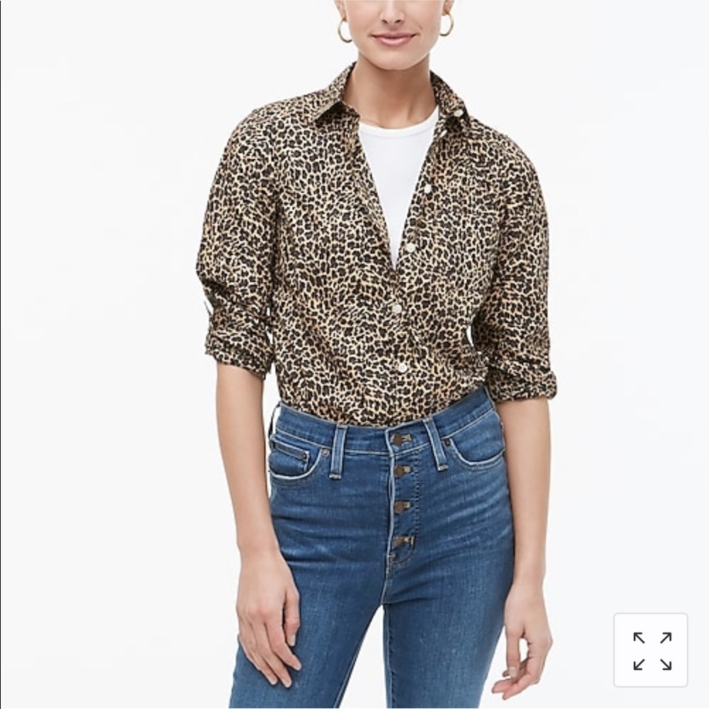 J. Crew Leopard Print Button Down Top